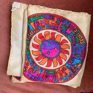 Vintage 1970s astrology silk scarf